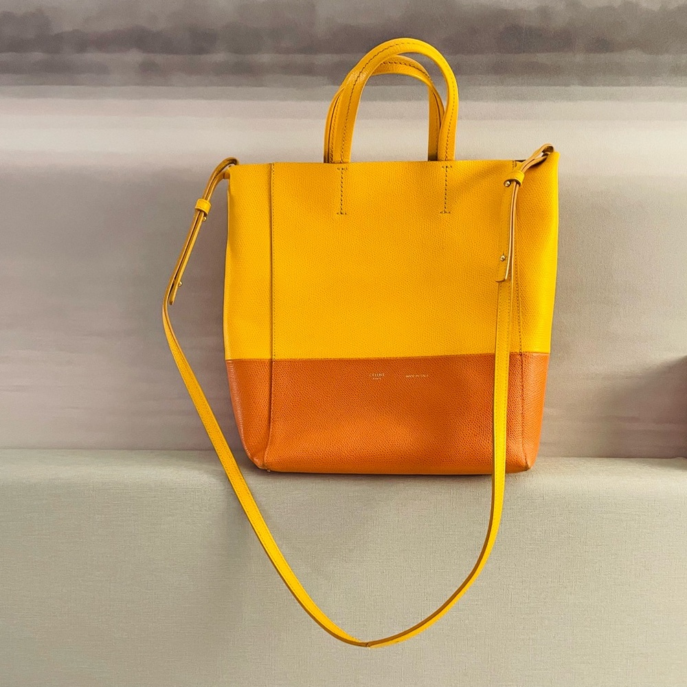 Céline Small Bi- Cabas Vertical Tote Grained Calfskin